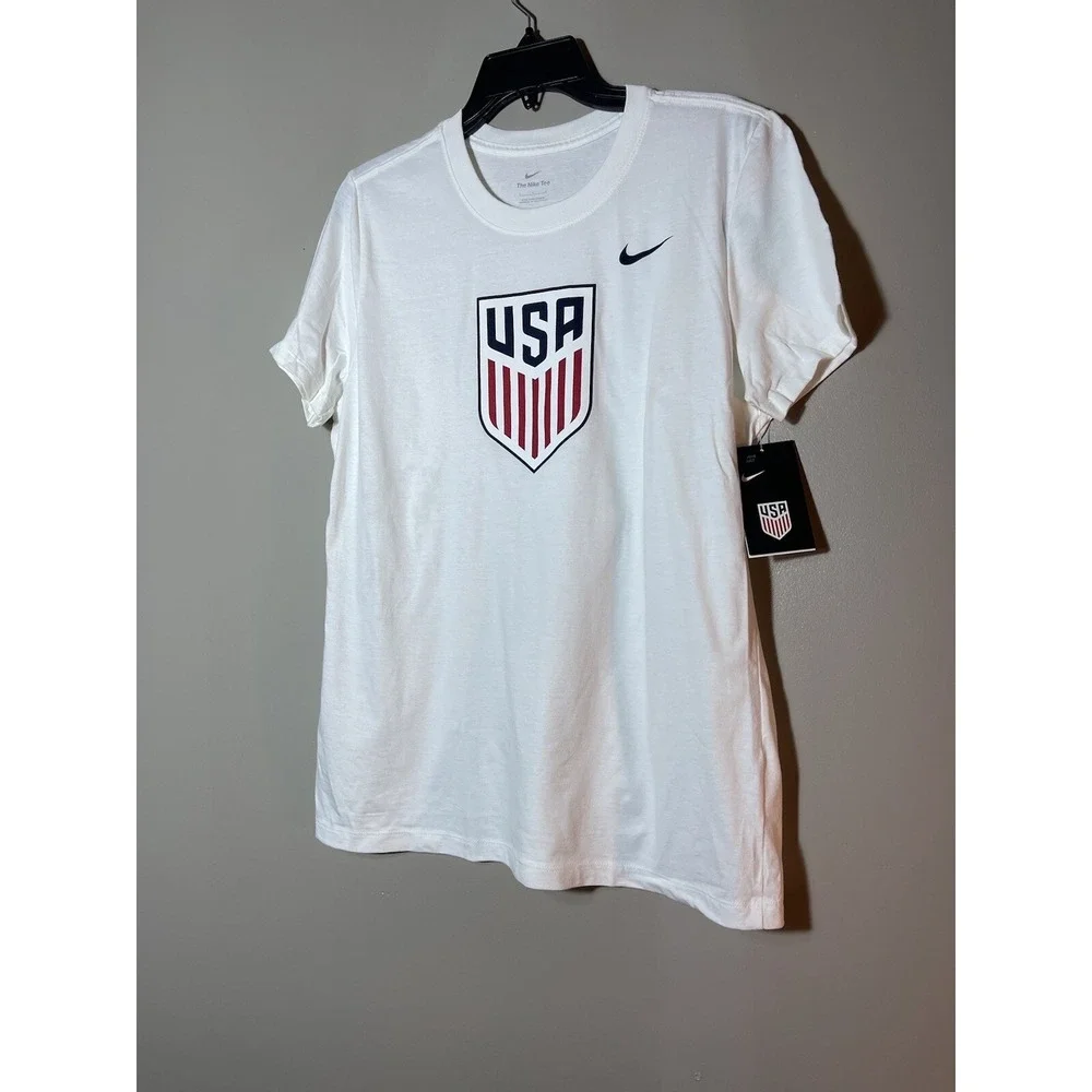 Nike Team USA Women's training Club Crest Cotton T-Shirt White Size XL New
